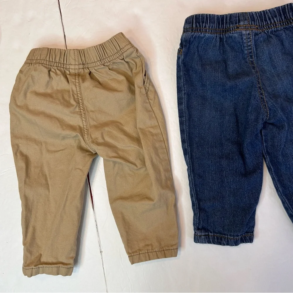 Carter's Tan and Blue 2Pairs of Boy Pants Kids Jeans and khaki pants Size 9Month